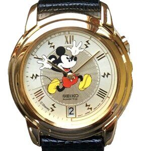 Disney Kinetic Mens Seiko Mickey Mouse Watch! New! Retired!